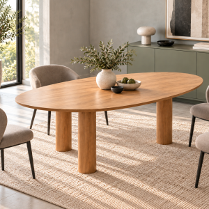 Eikenhouten tafel kiezel vorm