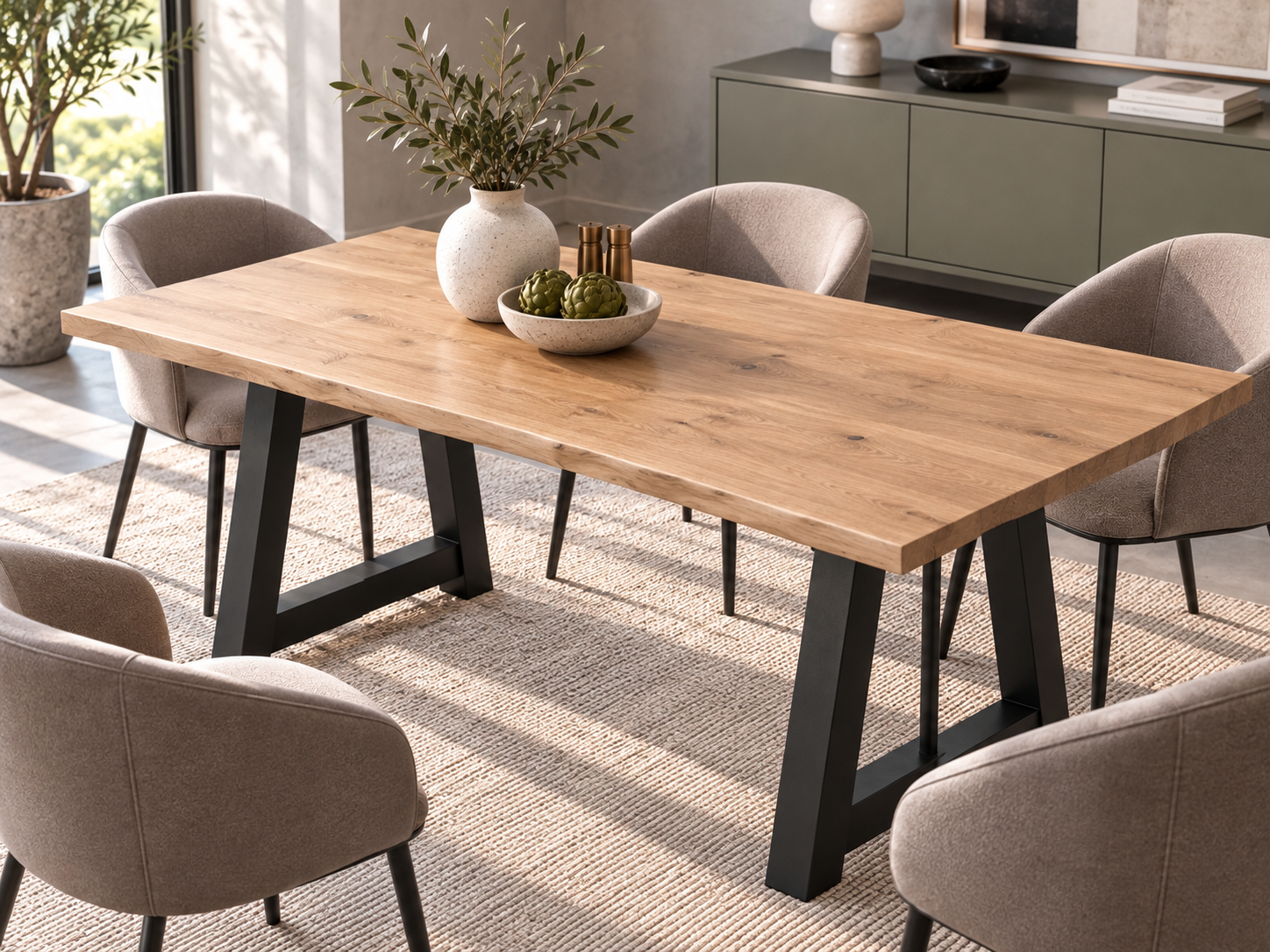 Eiken boomstamtafel