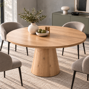 Ronde eiken eettafel